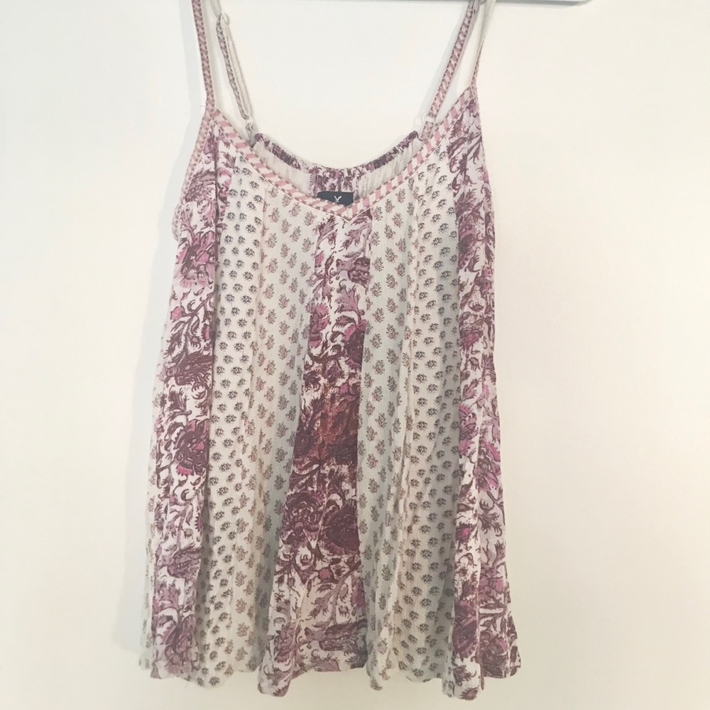 Pink American Eagle Striped Paisley Cami Top